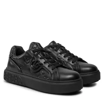 Sneakers Black Leather Monogram