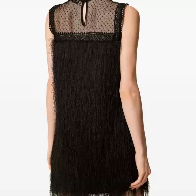 Short dress with fringes and tulle