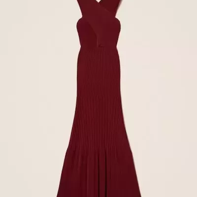 Long crossover knit dress