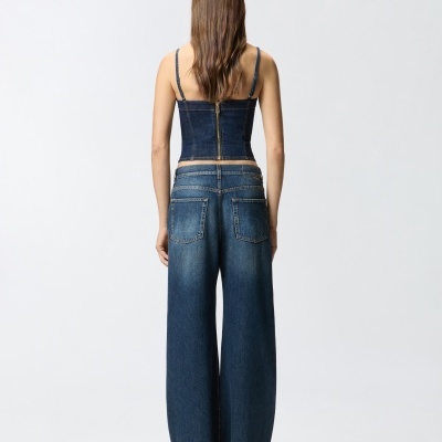 Wide-leg soft denim jeans