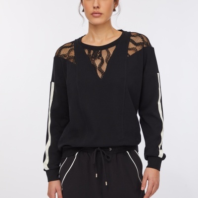 Cotton sweatshirt with lace