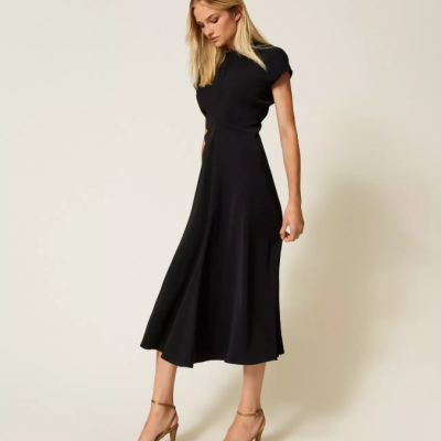 Midi dress with draping