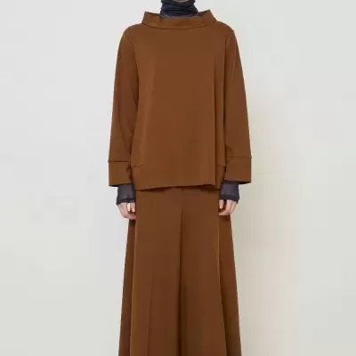 Wide-Leg Culotte Pants – Tabacco