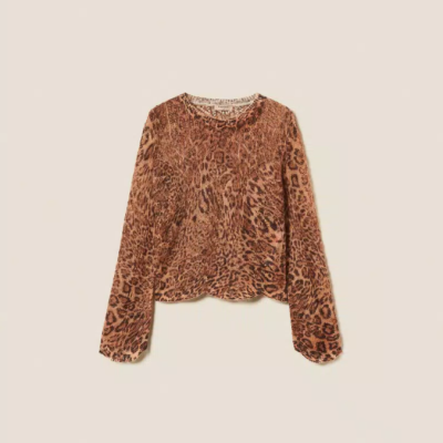 Mohair blend jumper with animal print