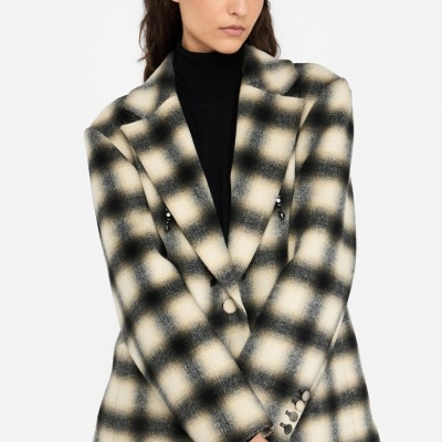 Chequered jacket with bejewelled embroidery