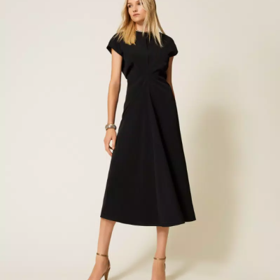 Midi dress with draping