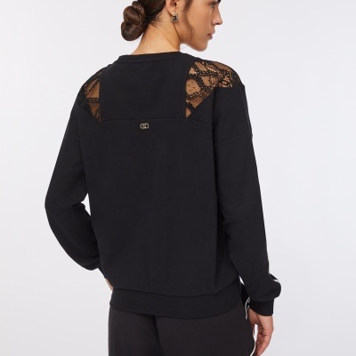 Cotton sweatshirt with lace