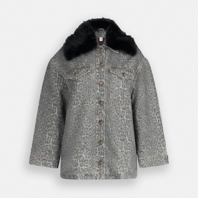 Faux fur jacket with collar