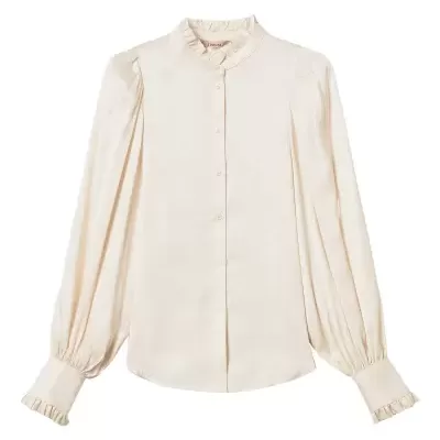 Jacquard satin shirt with ruffles