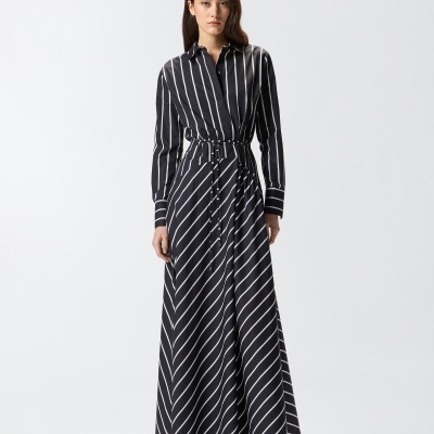 Long striped poplin dress