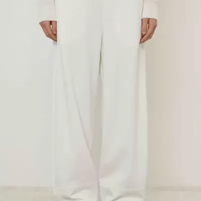 Straight-Leg Trousers with Taffeta Inserts