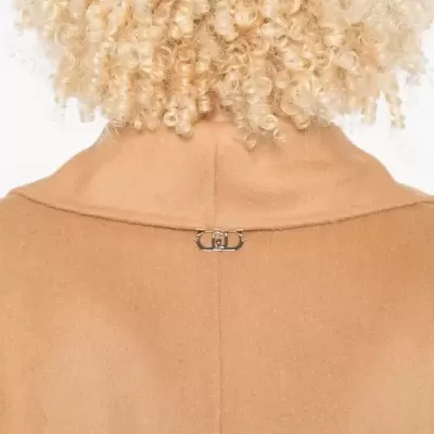 Camel wool-blend belted coat