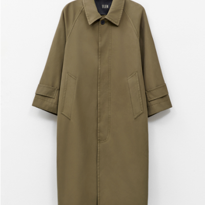 Military green trench coat