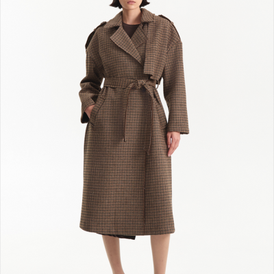 Houndstooth trench coat