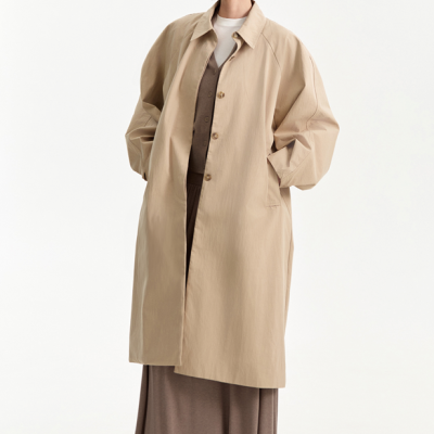 Beige oversized trench coat
