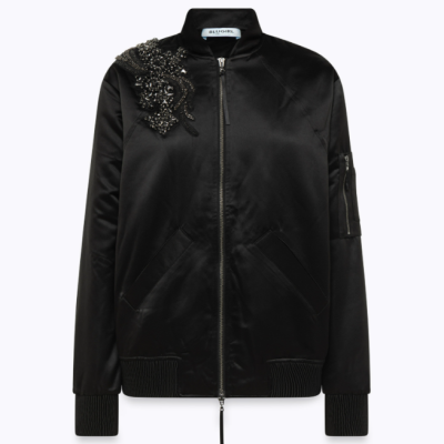Duchess Satin Bomber With Embroidery