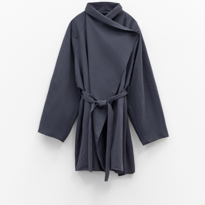 Slate Blue Minimal Trench Coat