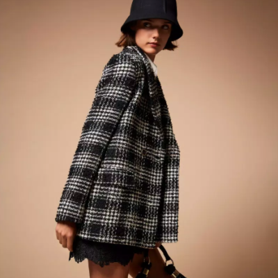 Bouclé check blazer