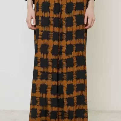 Wide-Leg Printed Trousers