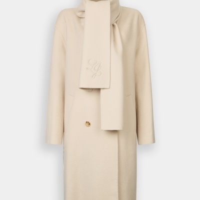 Wool coat with scarf