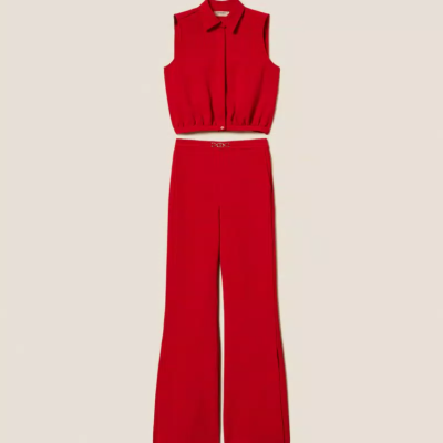 Crêpe cady blouse and trousers