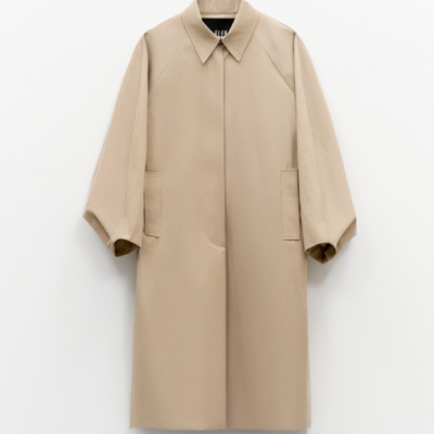 Beige oversized trench coat