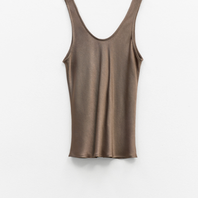 Satin Tank Top in Mud Grey