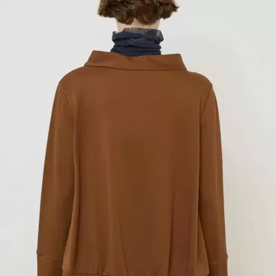 Flared Blouse with Crater Collar - Tabacco