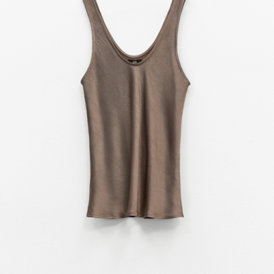 Satin Tank Top in Mud Grey