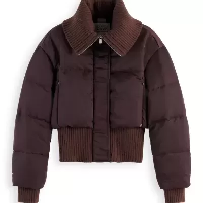 Aviator collar puffer jacket