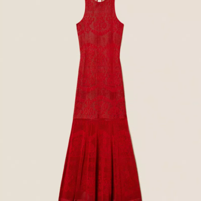 Long openwork knit dress
