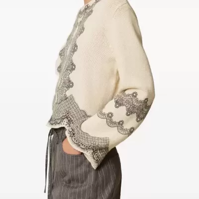 Wool blend jumper with placed print Wool blend jumper with placed print