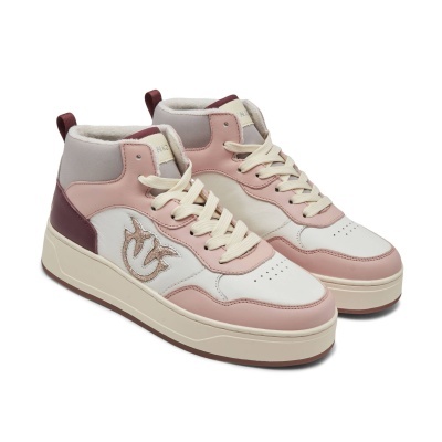 Detroit Pastel Pink and Burgundy Retro Sneakers