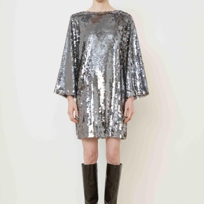 Silver sequin mini dress