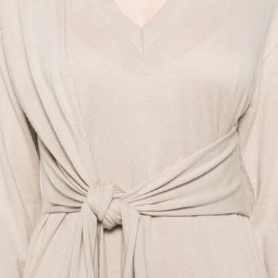 Beige knit midi dress with knot detail Beige knit midi dress with knot detail
