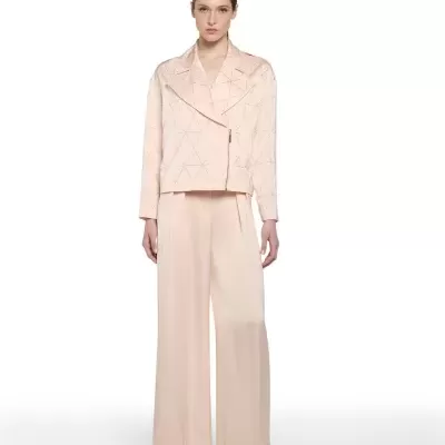 Satin Jacket with Geometric Crystal Studs