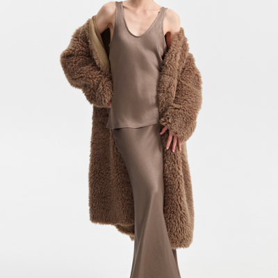 Satin Tank Top in Mud Grey