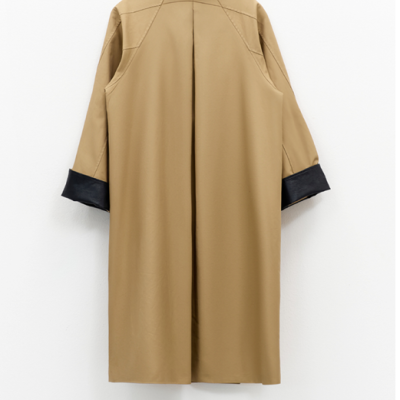 Oversized Camel Trench Coat with Contrast Details