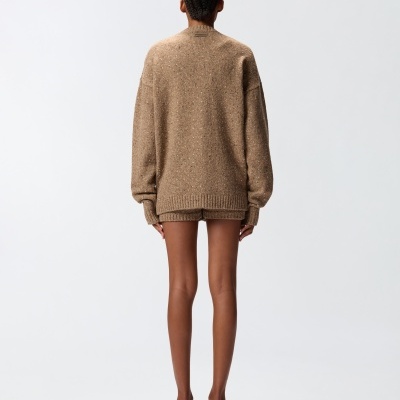 Bouclé fabric cardigan with rhinestones