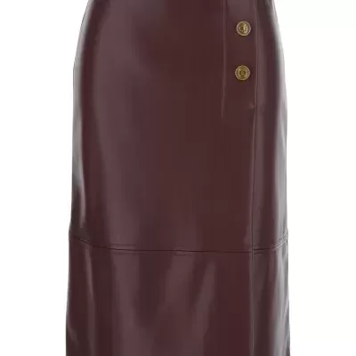 Burgundy Faux Leather Midi Skirt