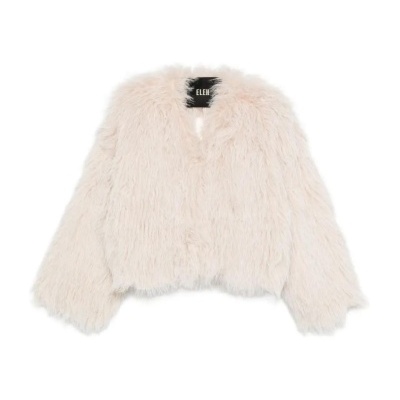 Casaco falso pelo cor creme com etiqueta preta ELEH