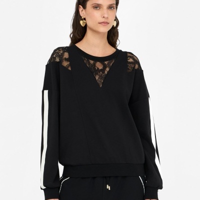 Cotton sweatshirt with lace