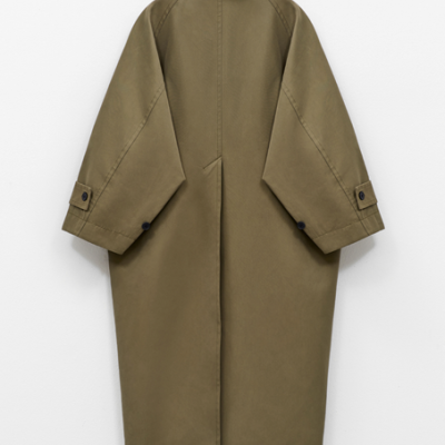 Military green trench coat
