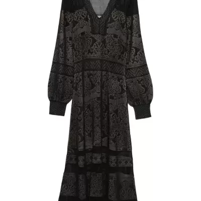 V-neck maxi dress black