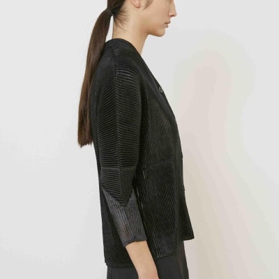 Black Pleated Structured Jacket