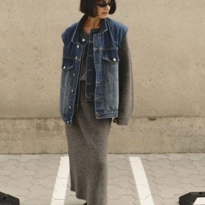 Double-layer denim gilet