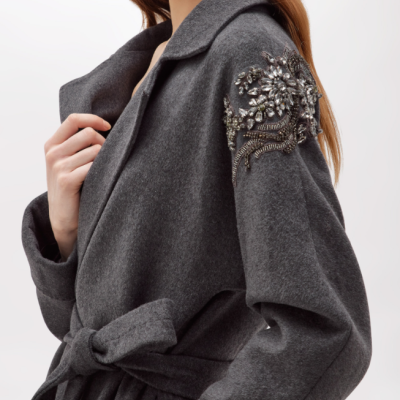 Wool Coat with Embroidery
