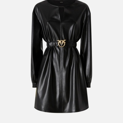 Short leather-effect dress
