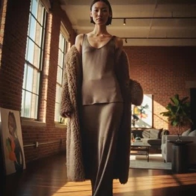 Satin Tank Top in Mud Grey