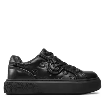 Sneakers Black Leather Monogram